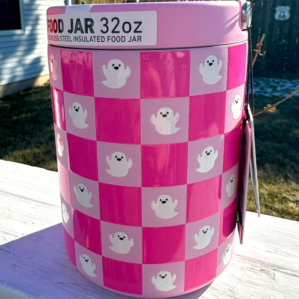 HydraPeak Pink Ghost Patterned Food Jar 32oz